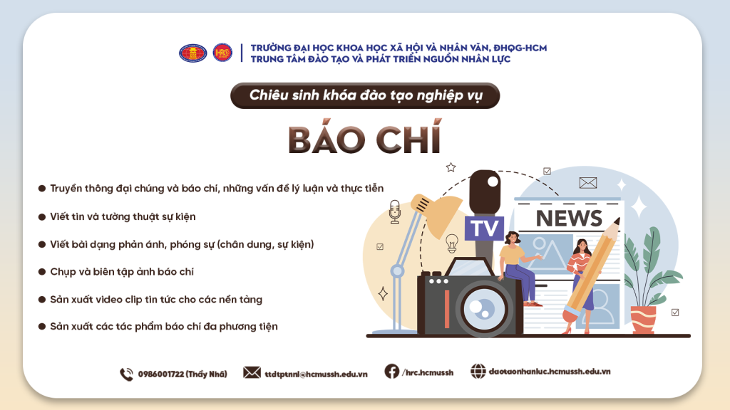 Nghiệp vụ Báo chí (Khóa 15) – Khai giảng 03/03/2024