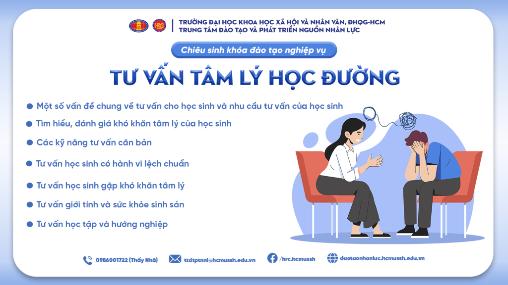 Nghiệp vụ Tư vấn tâm lý học đường (Khóa 25) – Khai giảng 13/03/2024