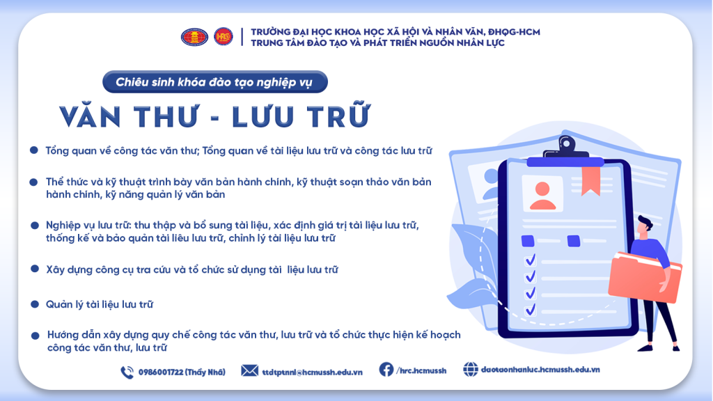 Nghiệp vụ Văn thư – Lưu trữ (Khóa 20) – Khai giảng 10/03/2024