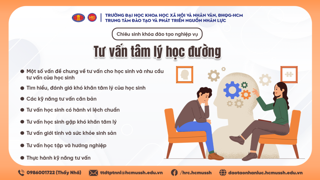 Nghiệp vụ Tư vấn tâm lý học đường (Khóa 26) – Khai giảng 03/05/2024