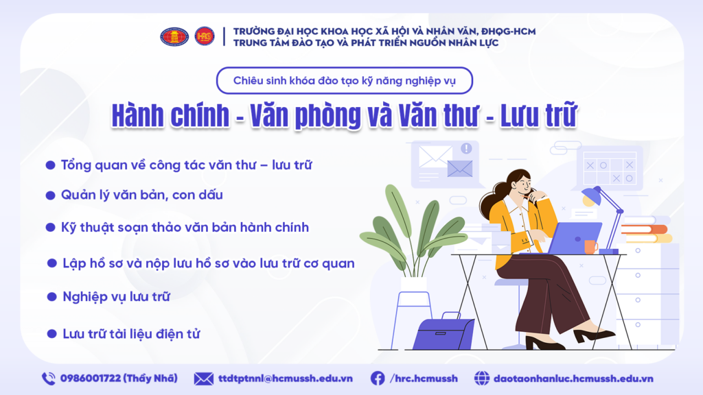 Kỹ năng nghiệp vụ Hành chính – Văn phòng và Văn thư – Lưu trữ (Khóa 11) – Khai giảng 31/05/2024