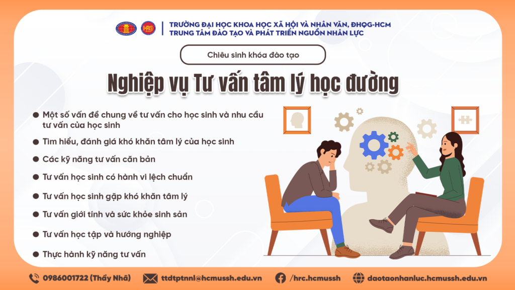 Nghiệp vụ Tư vấn tâm lý học đường (Khóa 27) – Khai giảng 21/06/2024