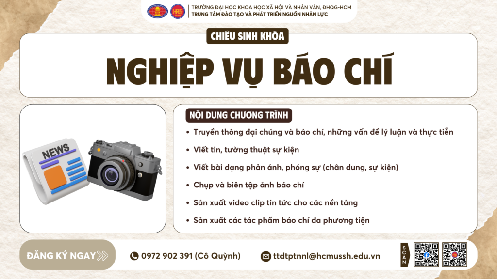 Nghiệp vụ Báo chí (Khóa 20) – Dự kiến khai giảng 05/01/2025