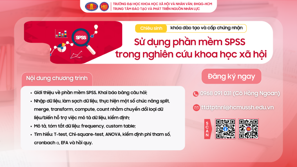Sử dụng phần mềm SPSS trong nghiên cứu khoa học xã hội (Khóa 2) – Khai giảng 23/06/2025