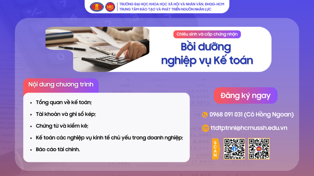 Bồi dưỡng nghiệp vụ Kế toán (Khoá 3) – Dự kiến khai giảng 08/06/2025