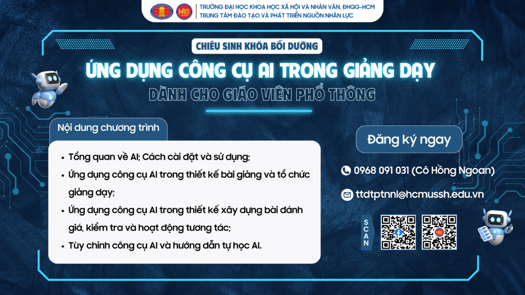 Bồi dưỡng ứng dụng công cụ AI trong giảng dạy dành cho giáo viên phổ thông (Khóa 1) – Dự kiến khai giảng 11/06/2025