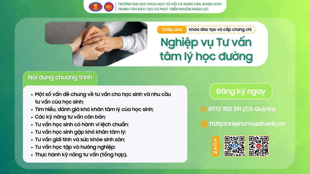 Nghiệp vụ Tư vấn tâm lý học đường (Khóa 34) – Dự kiến khai giảng 25/06/2025