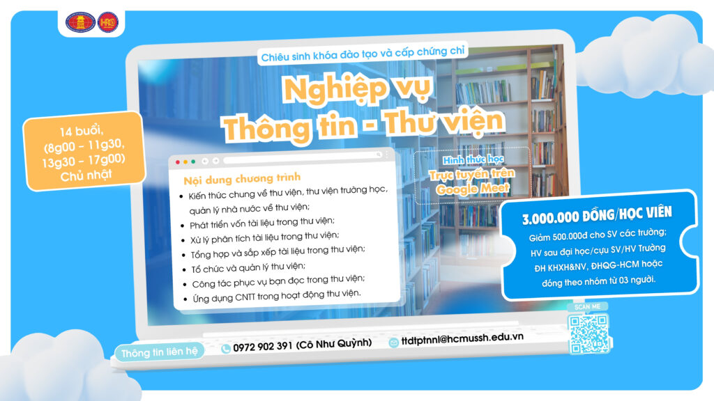 Nghiệp vụ Thông tin – Thư viện (Khóa 21) – Dự kiến khai giảng 13/07/2025