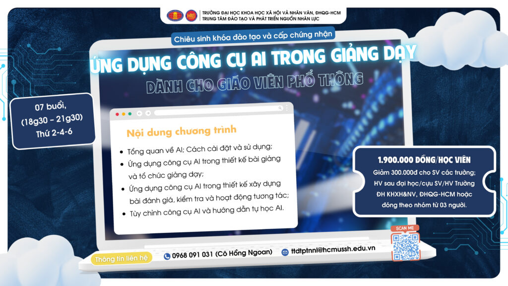 Bồi dưỡng ứng dụng công cụ AI trong giảng dạy dành cho giáo viên phổ thông (Khóa 2) – Dự kiến khai giảng 25/08/2025