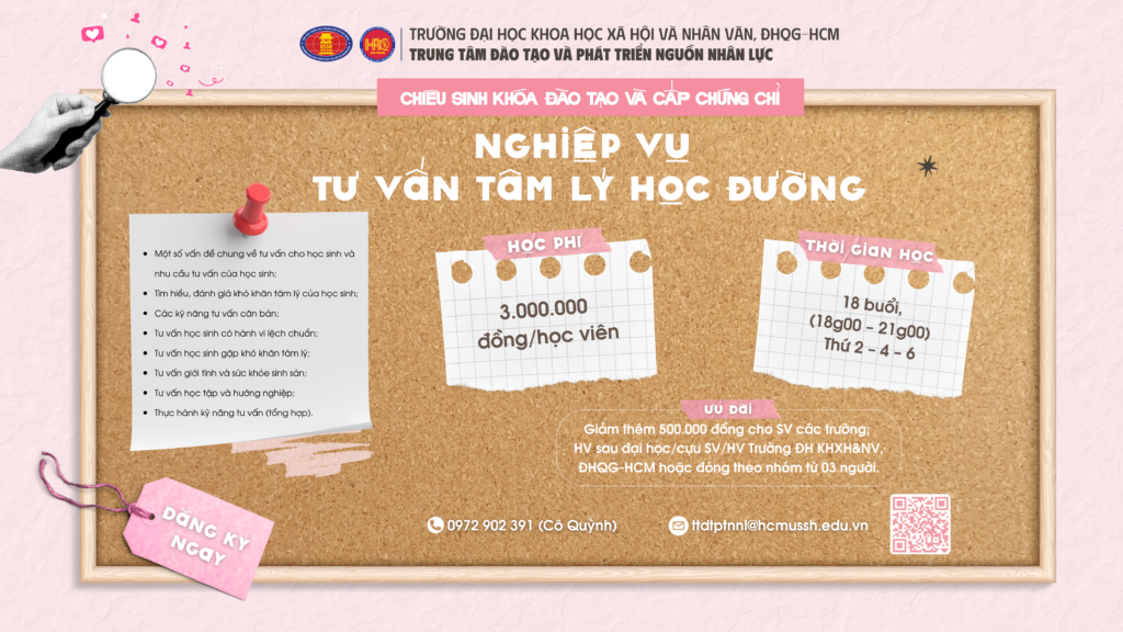 Nghiệp vụ Tư vấn tâm lý học đường (Khóa 36) – Dự kiến khai giảng 29/09/2025