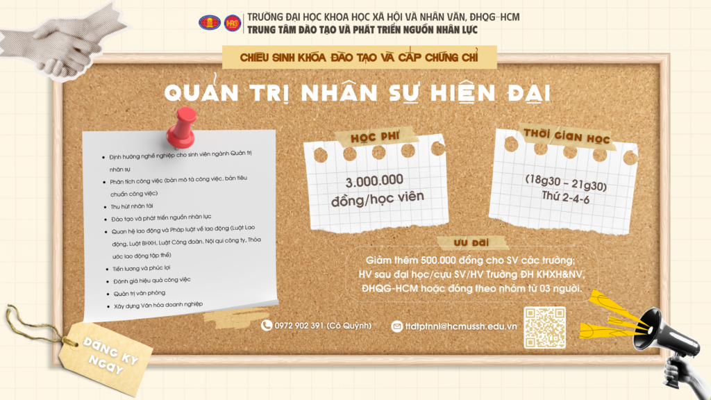 Quản trị nhân sự hiện đại (Khóa 2) – Dự kiến khai giảng 17/10/2025