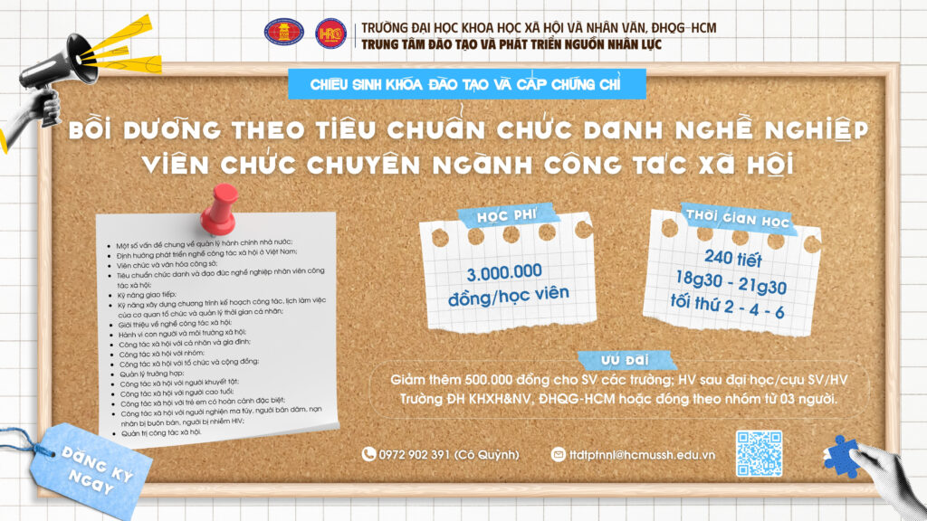 Bồi dưỡng theo tiêu chuẩn chức danh nghề nghiệp viên chức chuyên ngành công tác xã hội (Khóa 1) – Khai giảng 10/10/2025