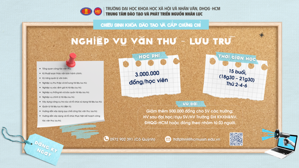 Nghiệp vụ Văn thư – Lưu trữ (Khóa 32) – Dự kiến khai giảng 22/10/2025