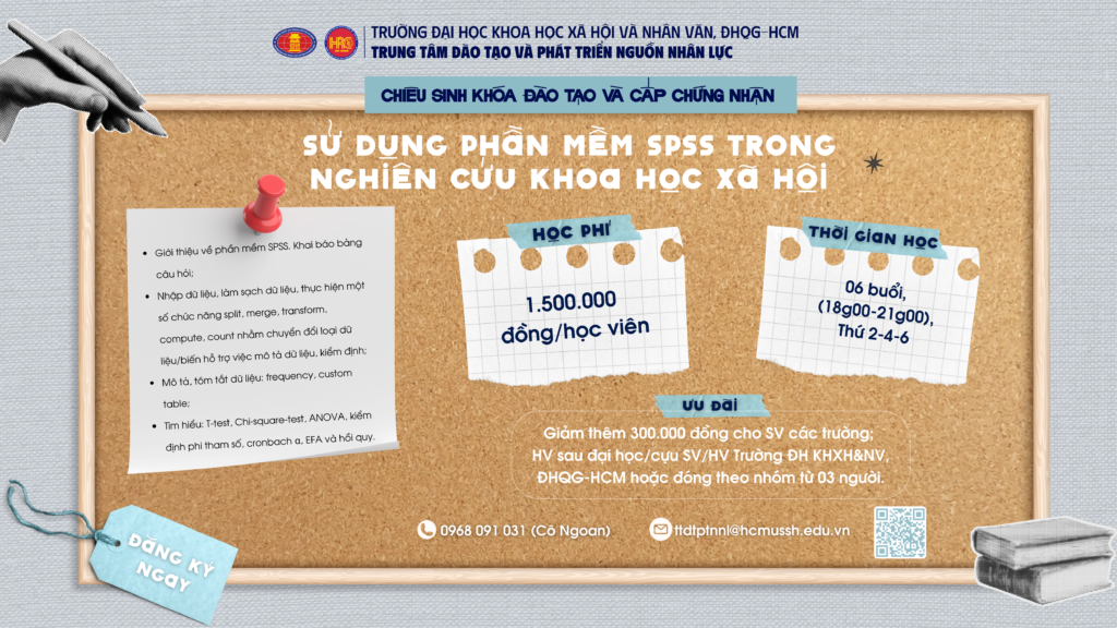 Sử dụng phần mềm SPSS trong nghiên cứu khoa học xã hội (Khóa 4) – Dự kiến khai giảng 28/12/2025