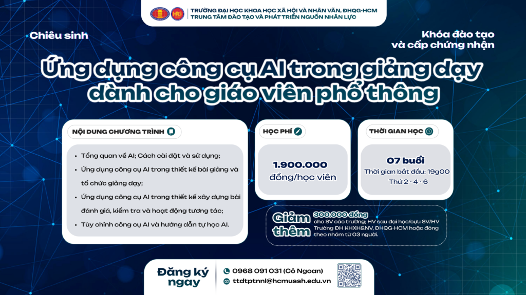 Ứng dụng công cụ AI trong giảng dạy dành cho giáo viên phổ thông (Khóa 4) – Dự kiến khai giảng 28/01/2026