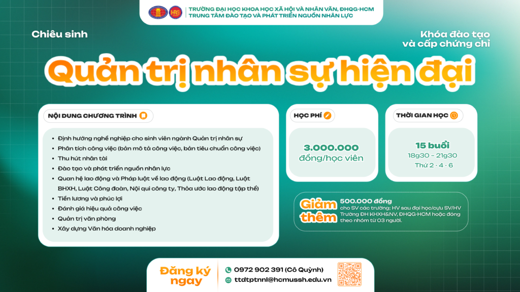 Quản trị nhân sự hiện đại (Khóa 3) – Dự kiến khai giảng 29/12/2025