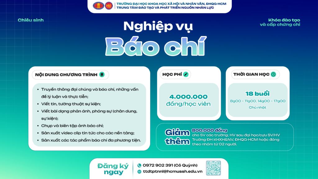 Nghiệp vụ Báo chí (Khóa 26) – Dự kiến khai giảng 22/03/2026