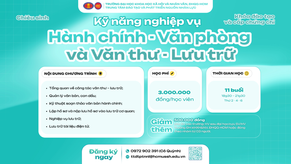 Kỹ năng nghiệp vụ Hành chính – Văn phòng và Văn thư – Lưu trữ (Khóa 21) – Khai giảng 11/02/2026